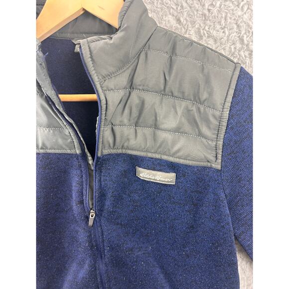 Eddie Bauer Kids Fleece Jacket 12/14 Blue Full Zip with Quilted Shoulders - Picture 11 of 11
